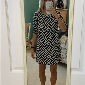 Bold pattern shift dress